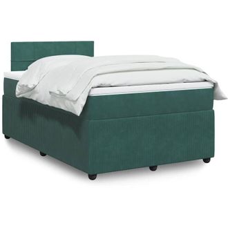 vidaXL Cama Box Spring Con Colch&oacute;n Terciopelo Verde Oscuro 120x190 Cm Vidaxl