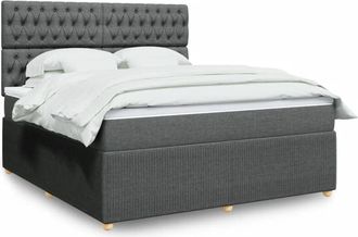 vidaXL Vidaxl - Cama Box Spring Con Colch&oacute;n Tela Gris Oscuro 180x200 Cm