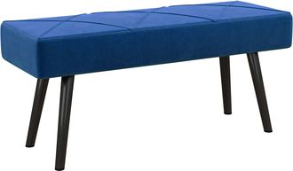 HOMCOM End of Bed Bench with X-Shape Design and Steel Legs - Upholstered Hallway Bench for Bedroom - Blue | TJ Hughes Grey