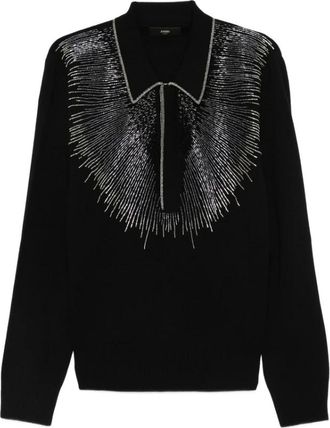 Amiri Truien & Vesten, Heren, Zwart, L, Denim, Rondgebreide trui