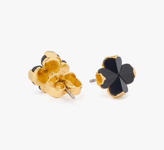 Kate Spade New York Womens Spade Flower Stud Earrings in Black