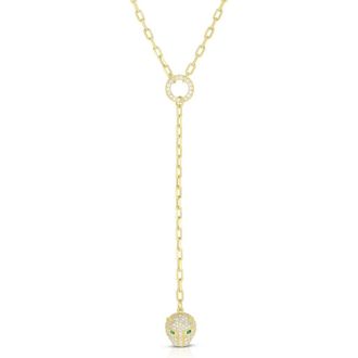 Sphera Milano Pav&eacute; Cubic Zirconia Panther Y-Necklace in Gold at Nordstrom Rack