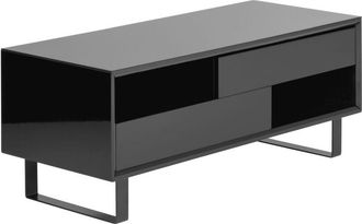 Premier Housewares Coffee Table For Living Room / Garden Black Low Outdoor Coffee Tables With Storage Gloss Finish Wooden Square Furniture 48 x 120