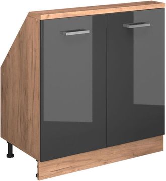 Vicco Armario Para Techo Inclinado Rion, Antracita Brillo Intenso/roble Dorado El&eacute;ctrico, Con 2 Puertas, Vicco