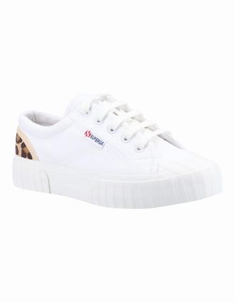 Superga Womens Superga Womens 2630 Stripe Pad Leopard Shoes in White/Leopard - Size: UK 3.5 / eu 36 / us 6