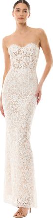 Monique Lhuillier Womens Dress Peony Lace White