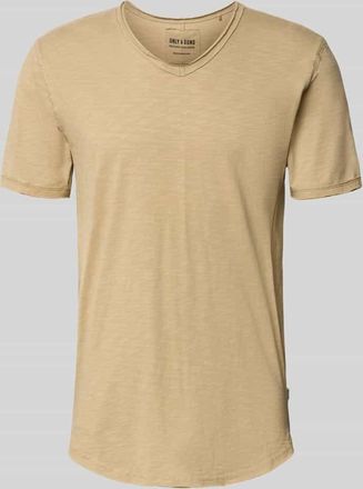 Only & Sons Regular Fit T-Shirt aus reiner Baumwolle Modell BENNE LONGY in Beige, Gr&ouml;&szlig;e XXL
