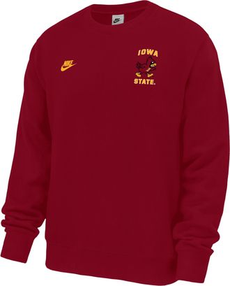 Nike Iowa State Cyclones Club Nike Mens Football Fleece Crew-Neck Sweatshirt in Red | M33234P398IAST-CRM