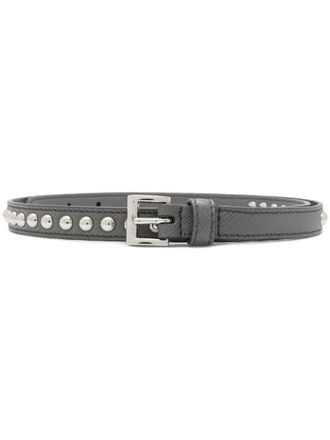 Prada Grey Studded Buckle Belt