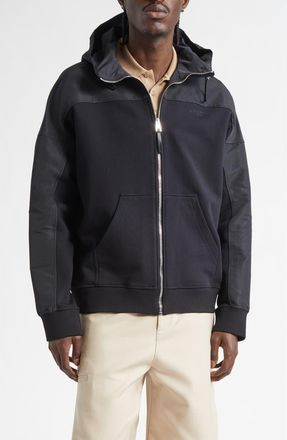 Givenchy Mixed Media Hooded Windbreaker in Black at Nordstrom, Size Xx-Large