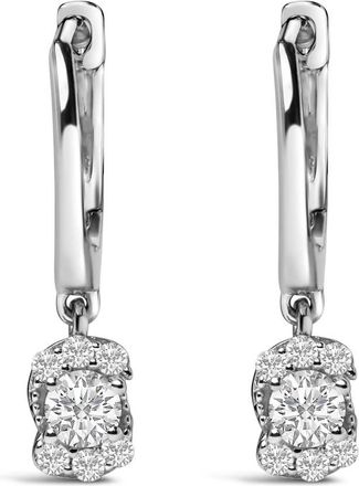 House of Brilliance Sterling Silver 1/2 Cttw Lab Grown Diamond Floral Cluster Drop Earrings
