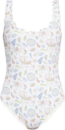 Marysia Swim Costume intero Palm Springs con bordo a smerlo - Bianco