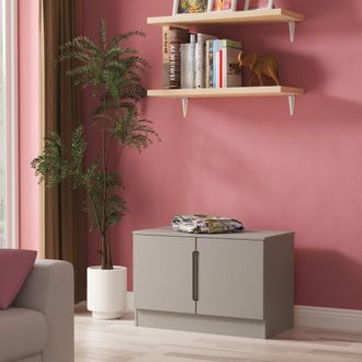 Lewis's Milan Compact 2 Door TV & Media Unit in Dusk Grey - Ready Assembled - Lewiss Home | TJ Hughes