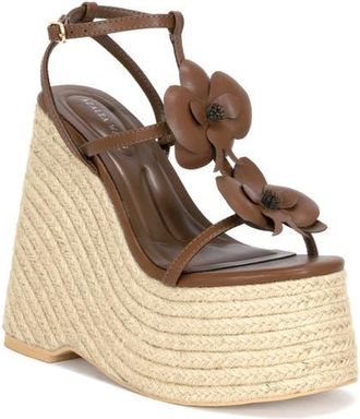 Azalea Wang Barossa Espadrille Ankle Strap Platform Wedge Sandal in Brown at Nordstrom, Size 7.5