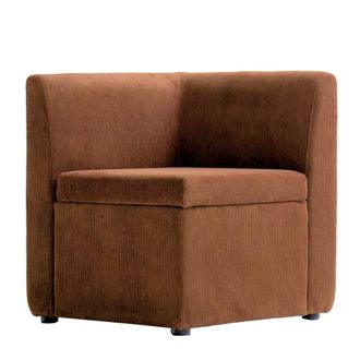 Nordlys Sof&aacute; esquinero modular de 1 plaza en terciopelo acanalado terracota