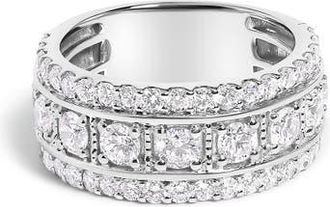 House of Brilliance 925 Sterling Silver 2.0 Ctw Lab Grown Diamond Three-Row Pav&eacute; Band Ring at Nordstrom, Size 7