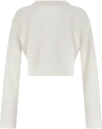 Alessandra Rich Embroidered Mohair Alpaca-Wool Blend Cardigan - white