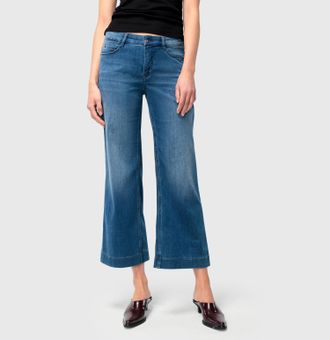 MAC Broeken Weite Jeans MAC DREAM WIDE, Damen, Gr. 36, N-Gr, blau (storm blau authentic wash), Web, Obermaterial: 75% Baumwolle, 12% Modal, 9% Polyester, 4% Elast