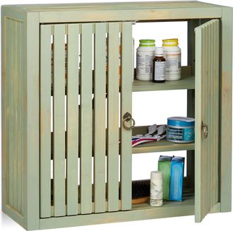 Relaxdays Relaxdays - Armario Pared Vintage Para Ba&ntilde;o Y Cocina, Mueble Colgante, Cierre Magn&eacute;tico, Bamb&uacute;, 50 X 52 X 20 Cm, Verde