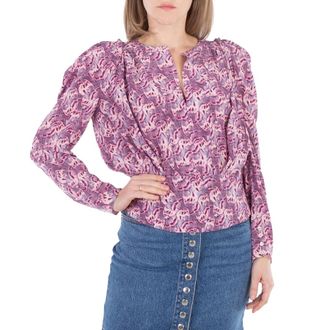 Isabel Marant Ladies Pink Zarga Chiffon Fabric Blouse, Brand Size 36 (US Size 2)