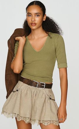 Pilcro Cuffed V-Neck Tee