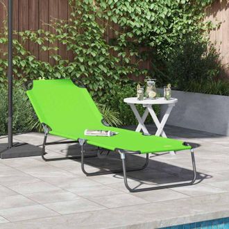 vidaXL Vidaxl - Folding Sun Lounger 1-person Green 56 x 189 x 87cm Fabric