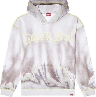 Diesel Felpa in cotone con stampa graffiti - Bianco