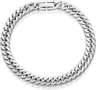 Crucible Jewelry Crucible Los Angeles Mens 8mm Wide Stainless Steel 8mm Cuban Chain Bracelet