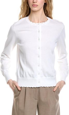 Brooks Brothers Scalloped Pointelle Trim Cardigan