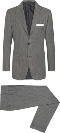 Kiton Herringbone Wollen Pak - Heren - Business pakken - Grijs - L - Wol - Kostuums
