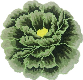 OEM Alfombra Redonda De Poli&eacute;ster Con Estampado De Peon&iacute;as Verdes, Ideal Para Dormitorios, Cocinas Y Ba&ntilde;os. Suave, Mullida, Antideslizante Y Lavable. Dime