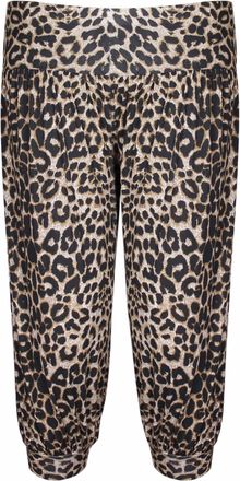 Purple Hanger Womens New Animal Aztec Leopard Skull Printed Pattern Ladies Shorts 3/4 Cropped Harem Stretch Elasticated Waistband Trousers Pants Plus Size Black Leo