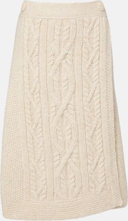 Moncler Cable-knit wool and mohair midi skirt