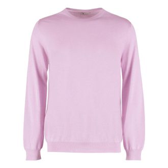 THE (ALPHABET) Cashmere Knitwear, male, Pink, Size: 2XL Cashmere-silk blend sweater with ribbed edges