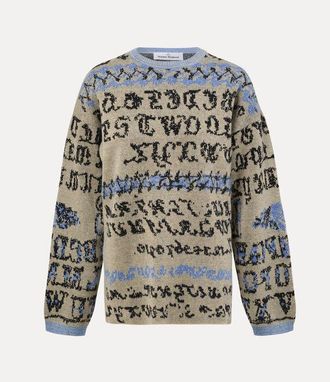 Vivienne Westwood Lili Jumper Hemp Wo Mohair Blend Blue-tapestry S/m Unisex