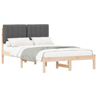 vidaXL Estructura De Cama Con Cabecera Tapizada Gris Natural Y Oscuro Vidaxl