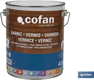 cofan Barniz Para Embarcaciones Incoloro 4 L, Barniz Para Embarcaciones Fabricado Con Resinas Alqu&iacute;dicas Largas En Aceite. Una De Sus Ventajas Es Que Cuenta