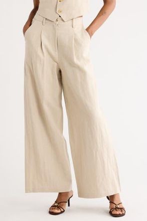 FRNCH Philo Linen & Cotton Pants in Beige at Nordstrom Rack, Size Medium