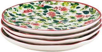 10 Strawberry Street Set Of 4 Bella Appetizer Plates, Holly