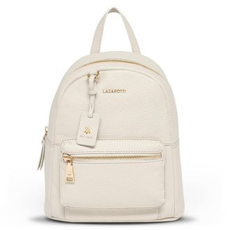 Lazarotti Bologna Womens City Backpack Made of Real Leather, Bag with Infinitely Adjustable Shoulder Strap, Backpack 22 cm, cream, Mittelgroße