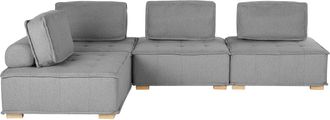 Beliani Beliani - Sof&aacute; Esquinero 4 Plazas De Poli&eacute;ster Gris Madera Clara Modular Moderno Tibro