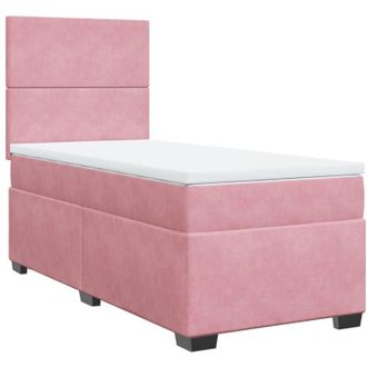 vidaXL Vidaxl - Cama Box Spring Con Colch&oacute;n Terciopelo Rosa 90x190 Cm