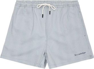 Knowledge Cotton Apparel Mid-Thigh Stripe Seersucker Swimshorts Badehose f&uuml;r Herren | grau