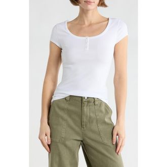 Abound Short Sleeve Henley T-Shirt in White at Nordstrom Rack, Size X-Large