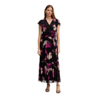 DKNY Maxi jurk met ruches en strikceintuur - Dames - Maxi kleedjes - Veelkleurig - S - Kleedjes