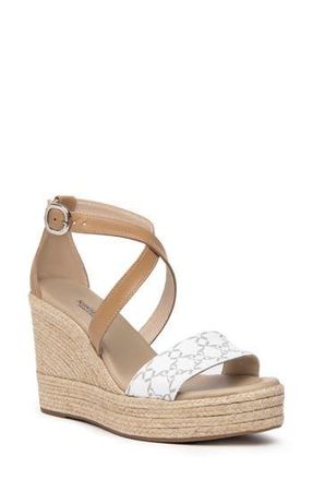 Nero Giardini Logo Espadrille Wedge Sandal in Natural/White at Nordstrom Rack, Size 7Us / 37Eu