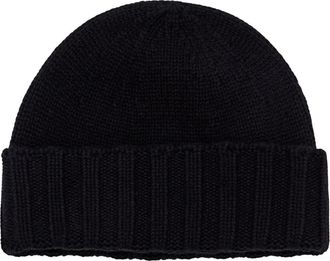 Drumohr Accessories, female, Black, ONE SIZE, Ribbed Cashmere Beanie