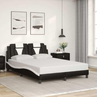 vidaXL Vidaxl - Estructura Cama Cabecero Cuero Sint&eacute;tico Negro Blanco 140x200cm