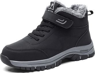 Generic Winter Sports Walking Shoes for Women and Men Leather Insulated Non Slip Sole Comfortable Warm Footwear (Black, 4. 5)