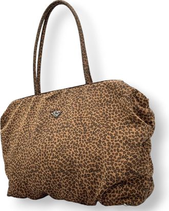 Bottega Veneta Beige Brown Nylon Shoulder Bag Tote Bag (Pre-Owned)